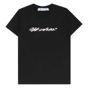 Off White Unisex Adult Script Logo Casual T-Shirt / Black